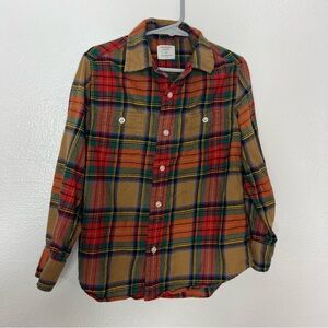 Crewcuts Boys tan lightweight flannel shirt in plaid 4-5t